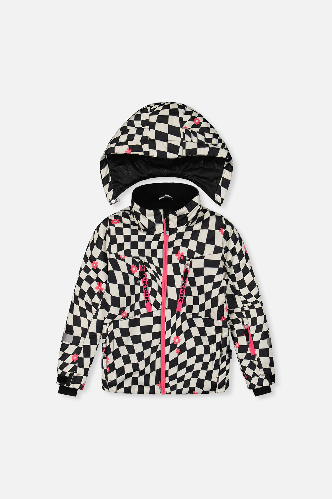 Deux par Girls Two Piece Teknik Checkered Print Snowsuit with Hooded Jacket and Snow Pants