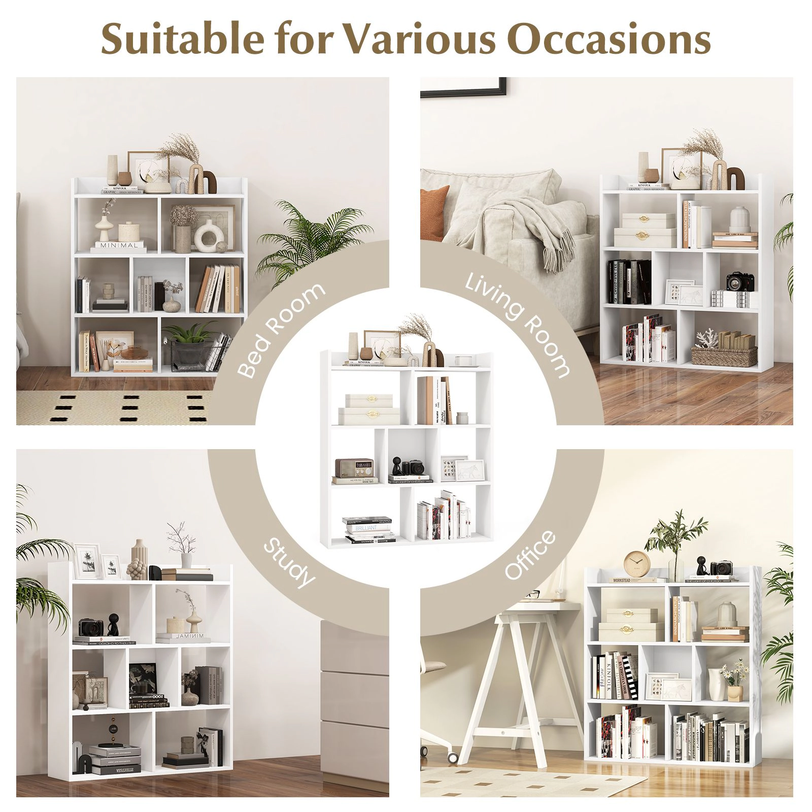 SlickBlue 4 Layer Storage Bookshelf with 7 Compartments