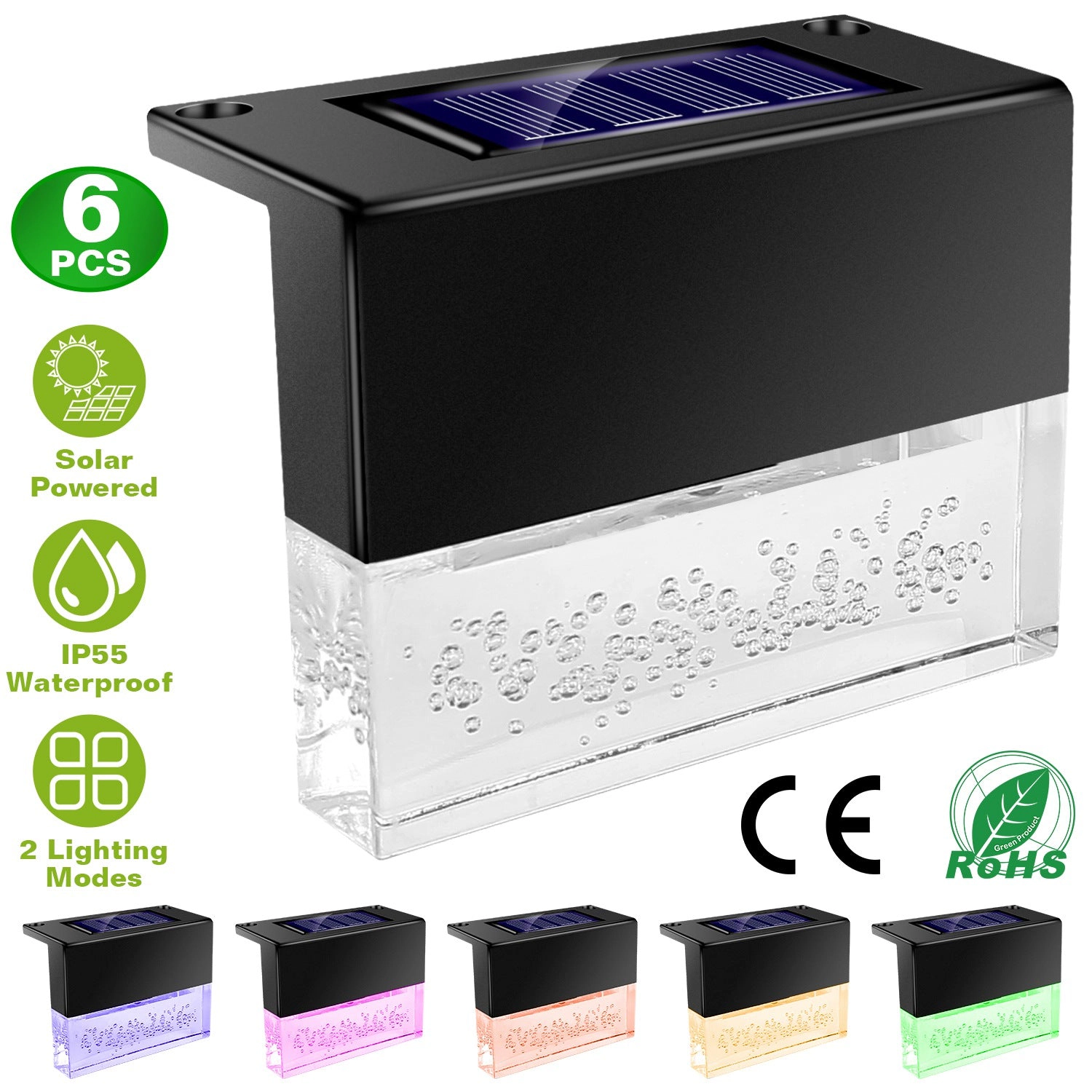 GBruno Solar Acrylic Deck Lights 6-Pack