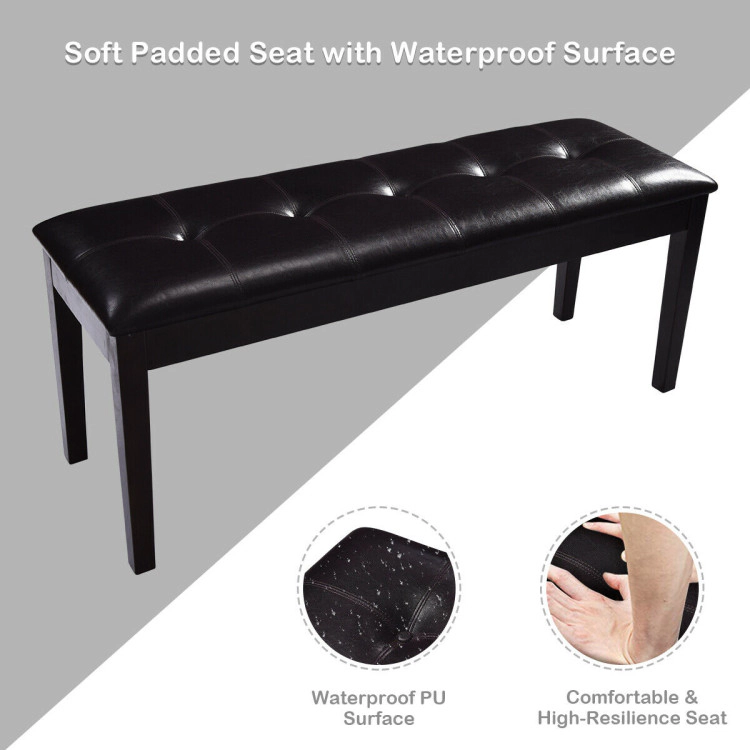 Hivvago Upholstered Dining Room PU Bench Solid Wood Button Tufted