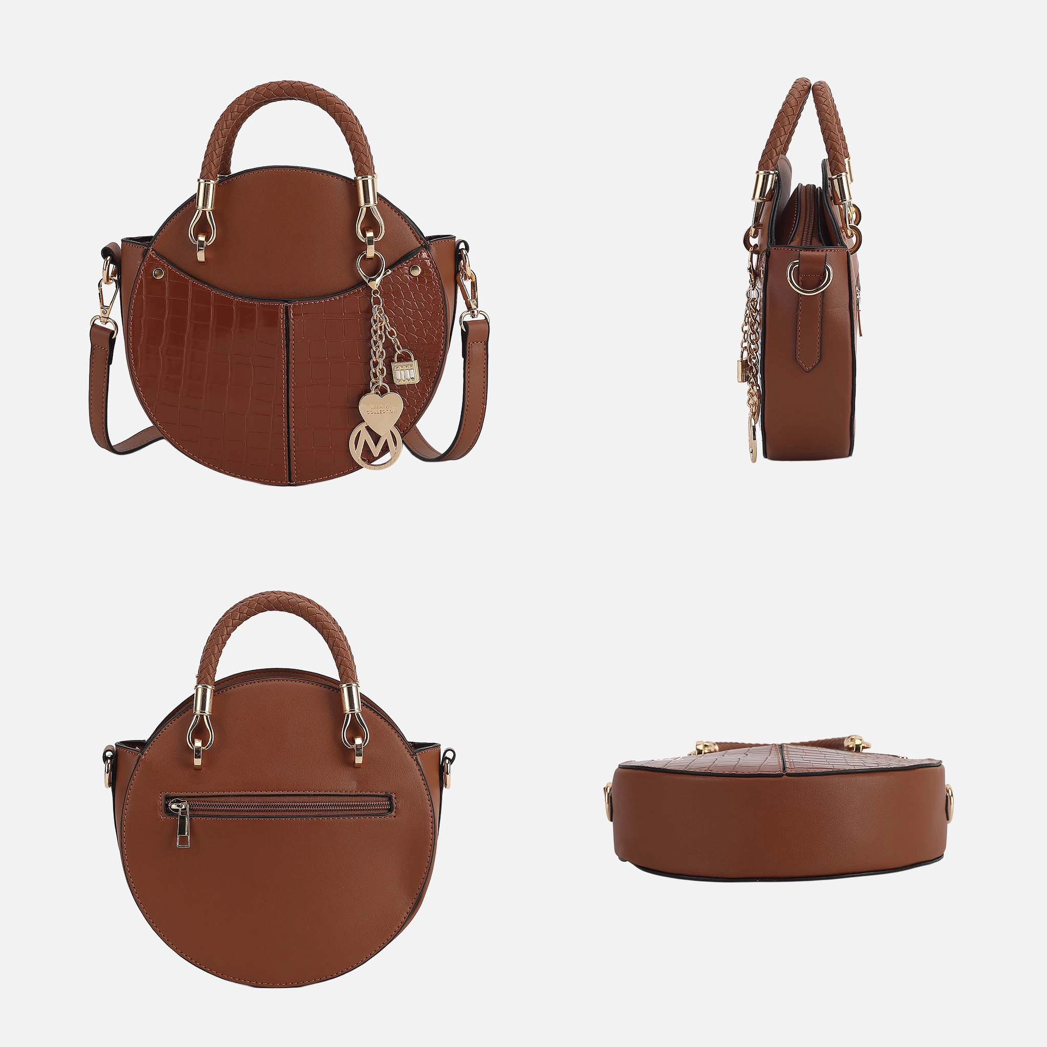 Mia K Collection Nobella Croco Crossbody Bag - Vegan Croc-Embossed Faux Leather, Gold-Tone Hardware