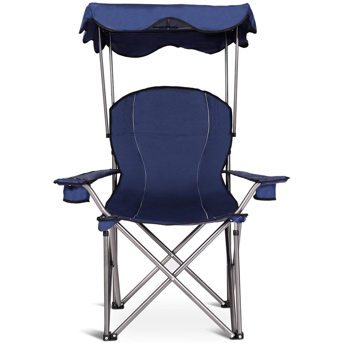 SUGIFT 265-lb Capacity Portable Folding Beach Canopy Chair with Heavy-Duty Steel Frame and 2 Cup Holders