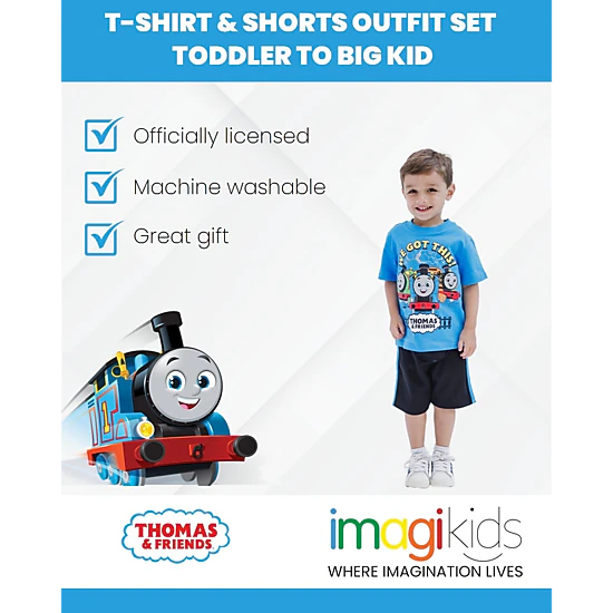 Thomas & Friends Boys' Athletic 2-Piece T-Shirt and Shorts Set
