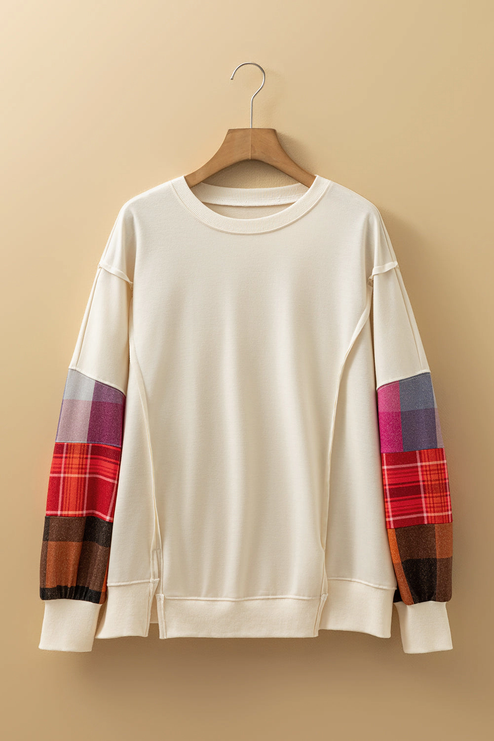 Threaded Pear Women's Anika Seam Patchwork Top Long Sleeve