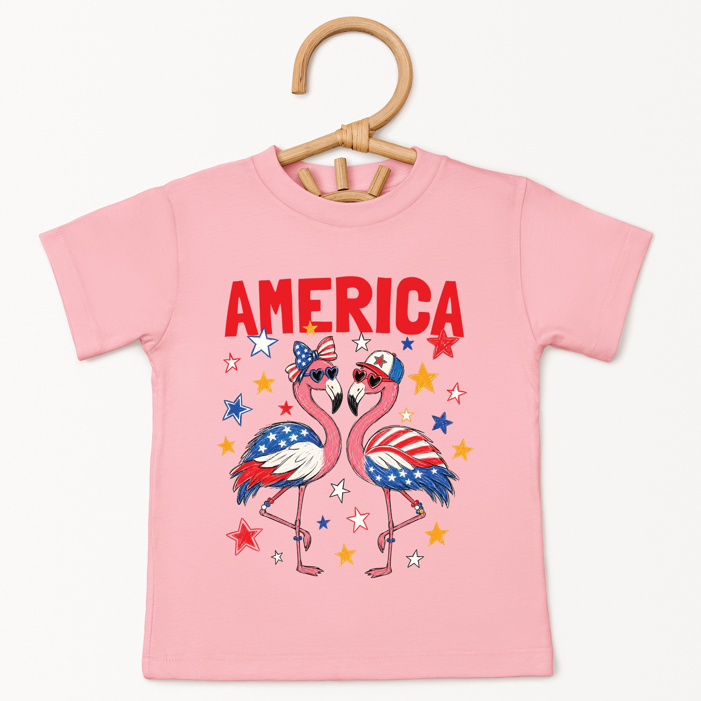 The Juniper Shop - America Flamingos Star Toddler Short Sleeve Graphic T-Shirt