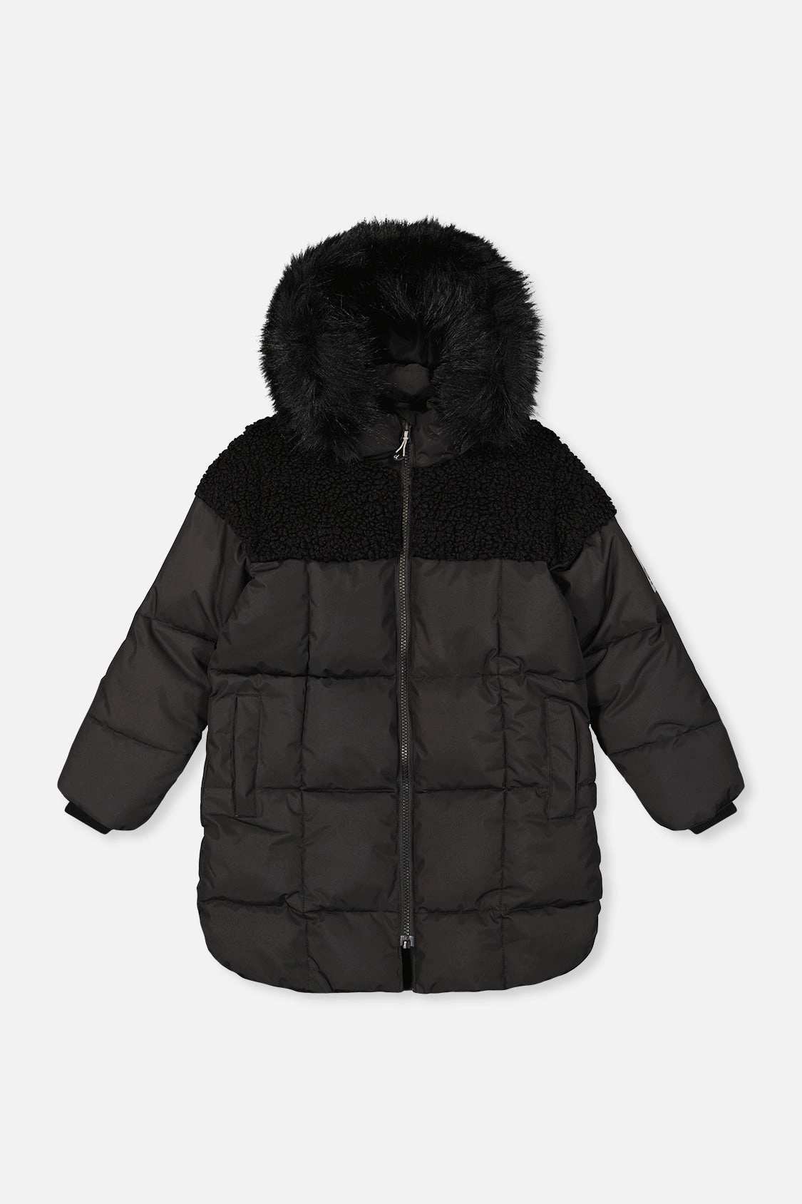 Deux par Girls Two-Tone Quilted Sherpa Long Winter Puffer Coat