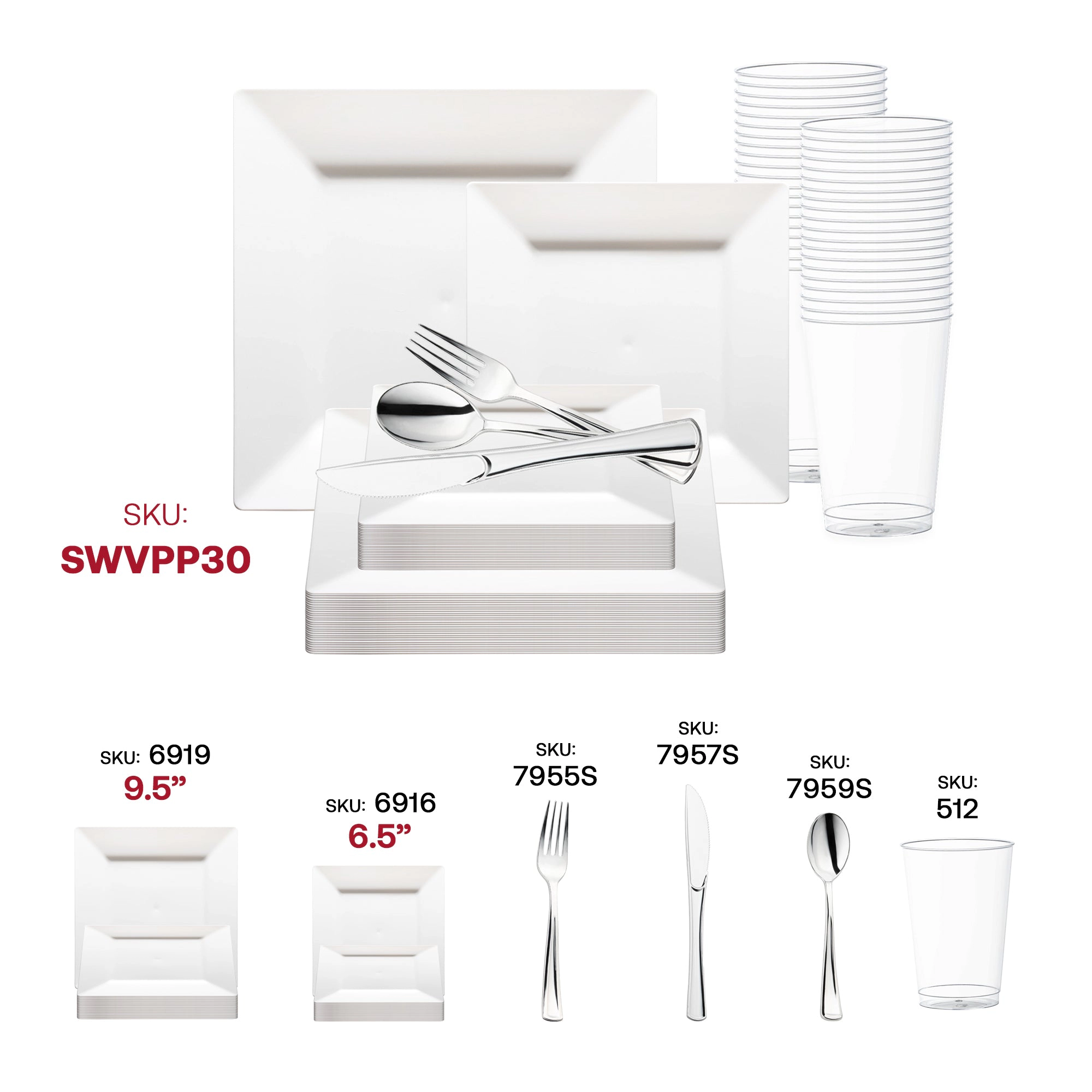 Smarty Had A Party White Square Plastic Wedding Value Set