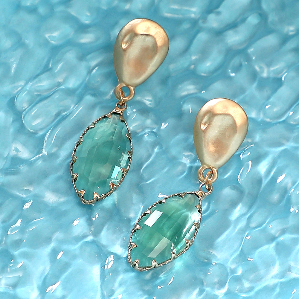 SOHI Women's The Marquise-Gleam Drop Earrings - Kelly Green