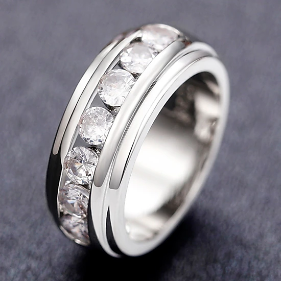 Wardrobe Whimsy Womens Channel Set Round CZ Half Eternity Ring White ...