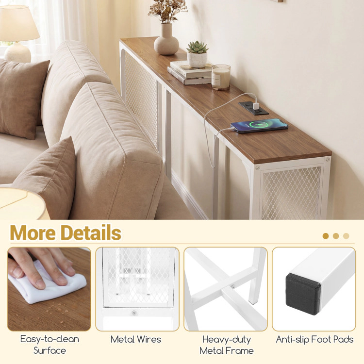 Hivvago 71 Inch Narrow Console Table With Power Outlet For Small Space