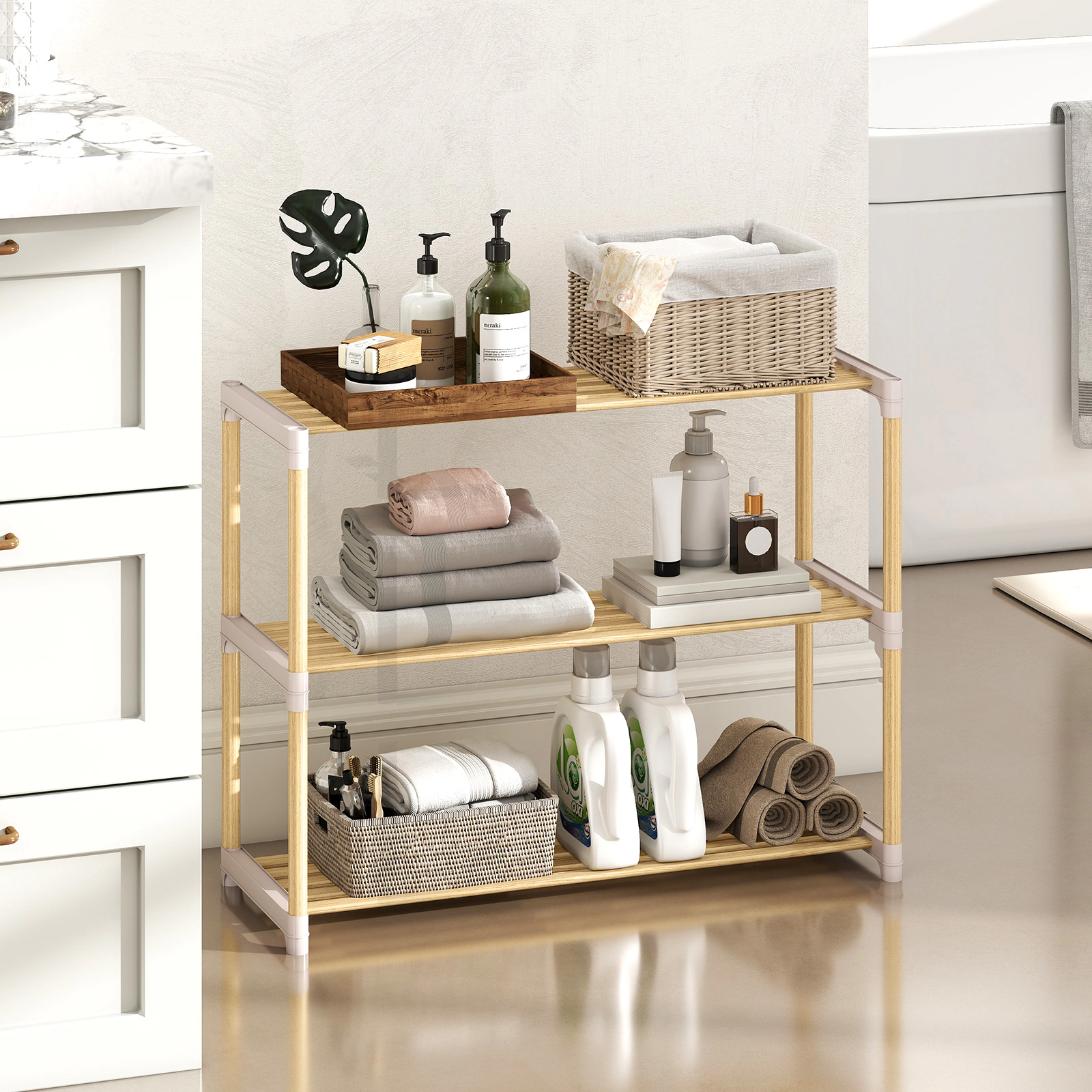 SlickBlue Wooden Shoe Rack with Spacious Storage Shelves