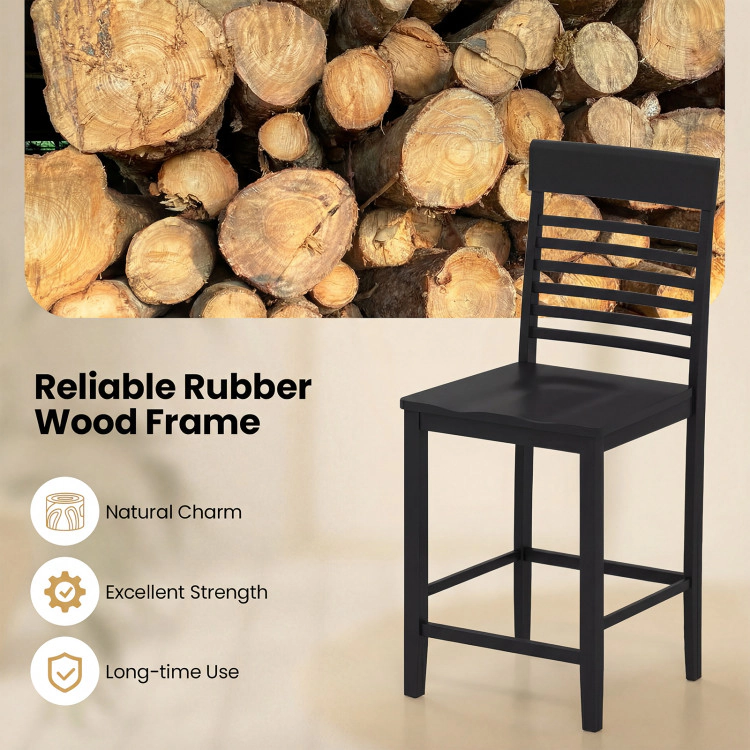 Hivvago Solid Wood Dining Chairs with Footrests, Pack of 2