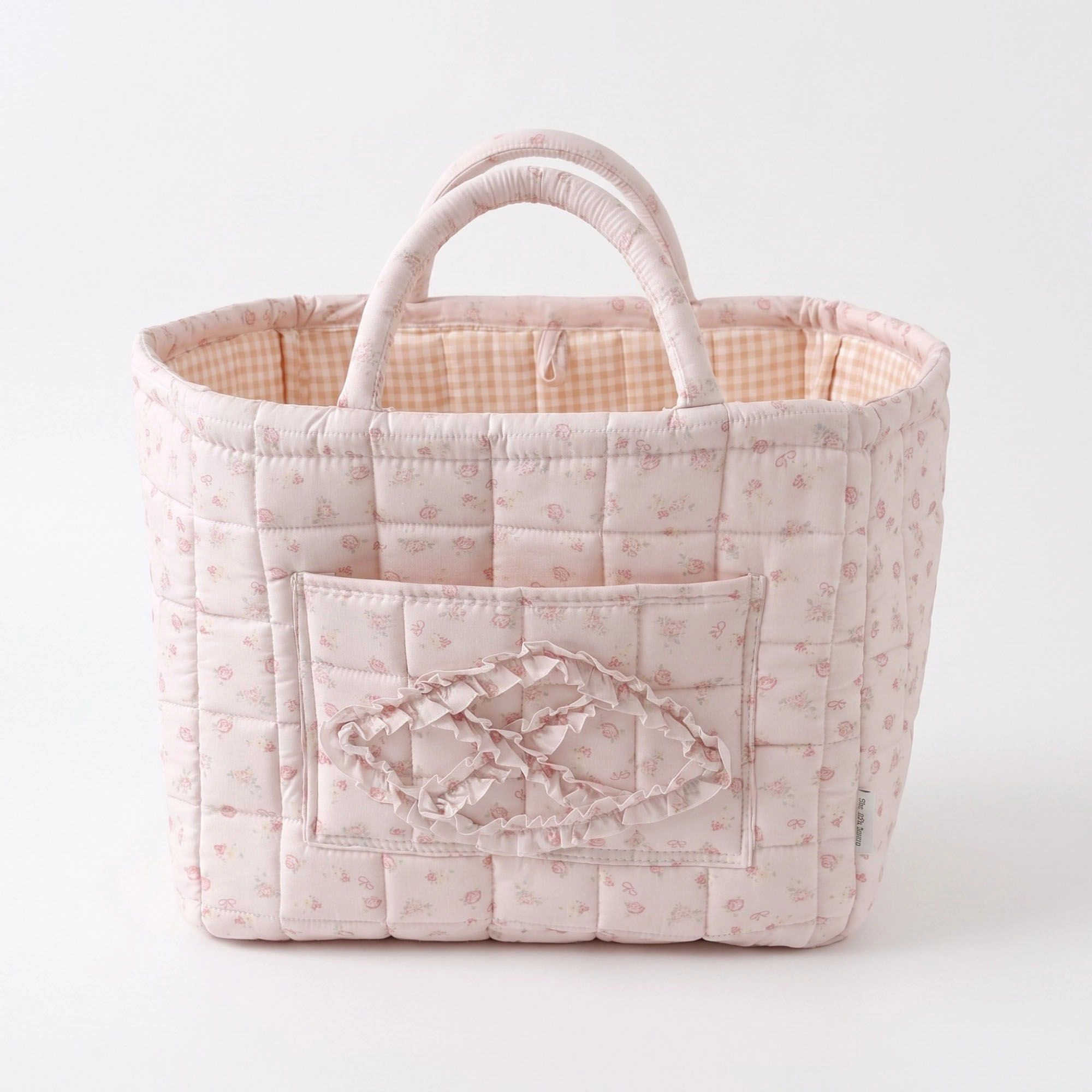 Alilang Unisex Floral Quilted Fabric Storage Tote with Handles and Pocket
