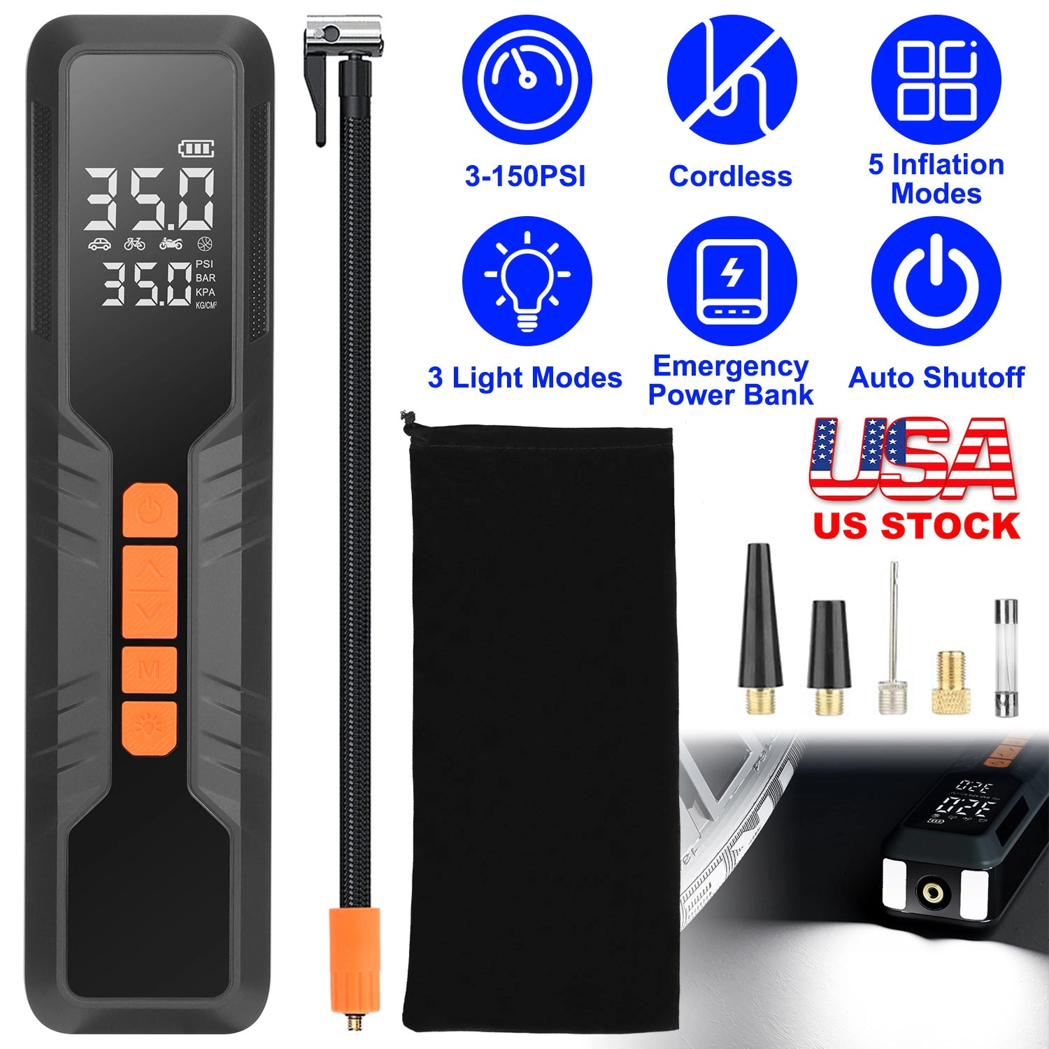 GBruno 150PSI Digital Tire Inflator Air Compressor