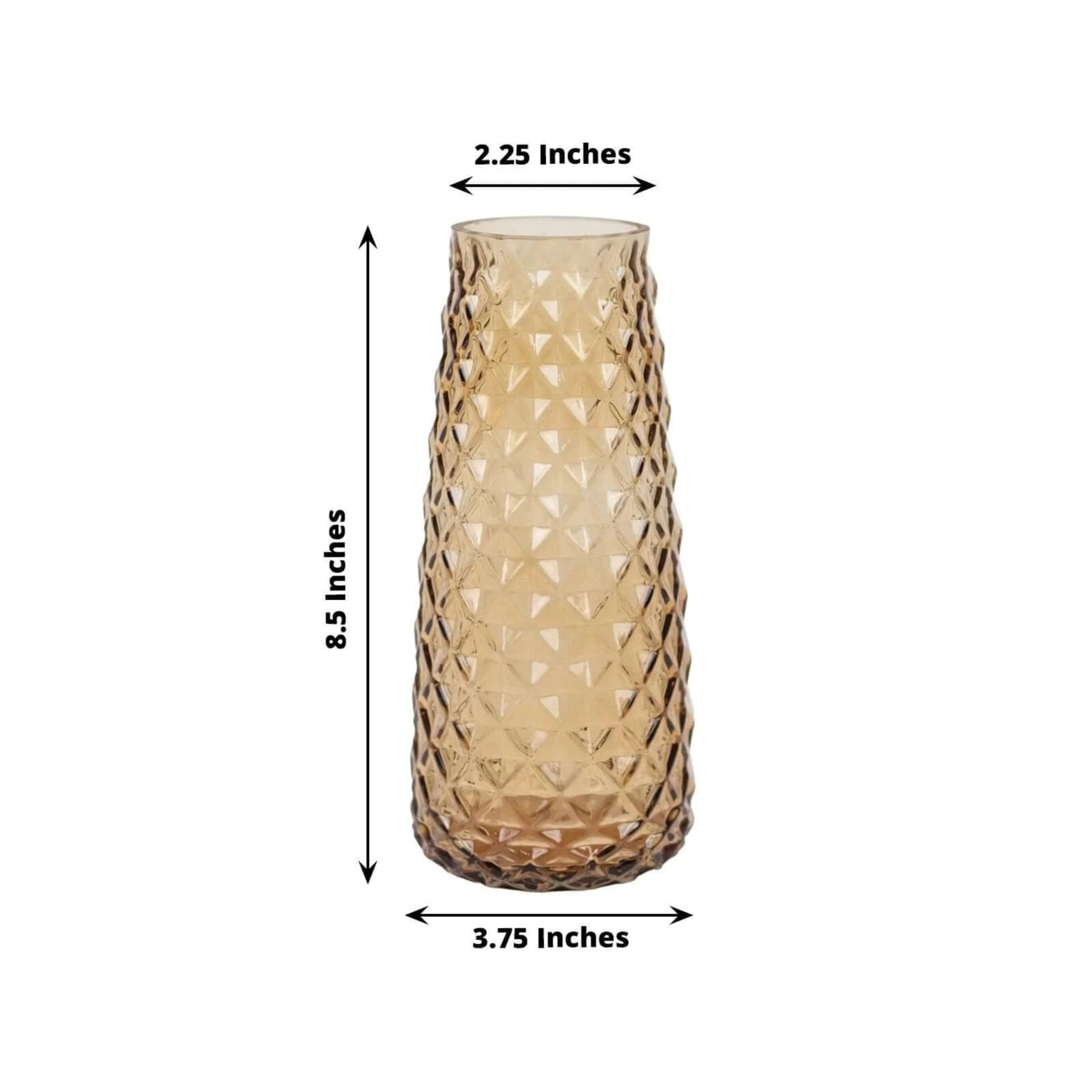 Home Collection Diamond Cut Glass Urn Flower Vases Pack of 6