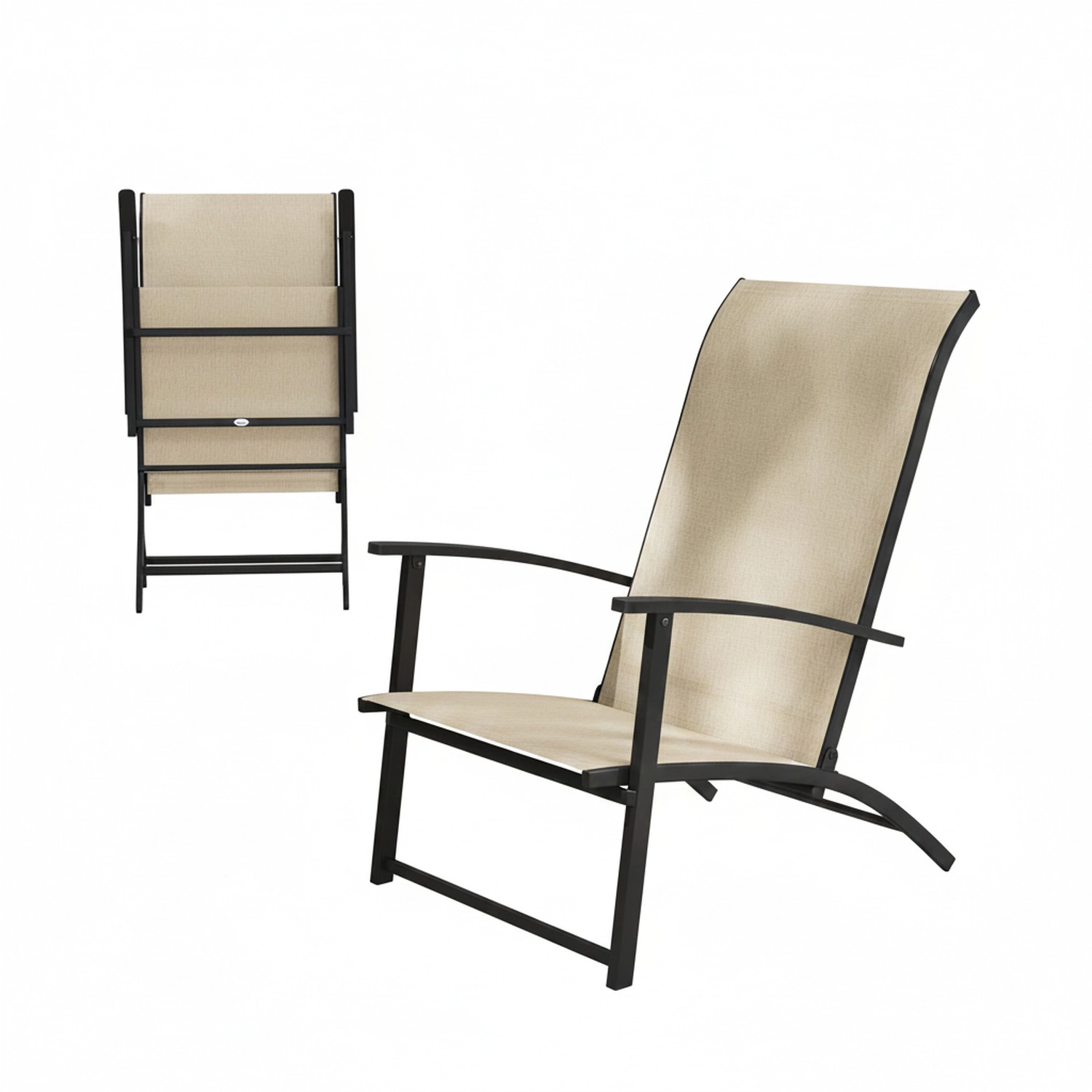 HONGGE Set of 2 Outdoor Dining Chairs with High Back Armrests Folding Patio for Lawn Camping