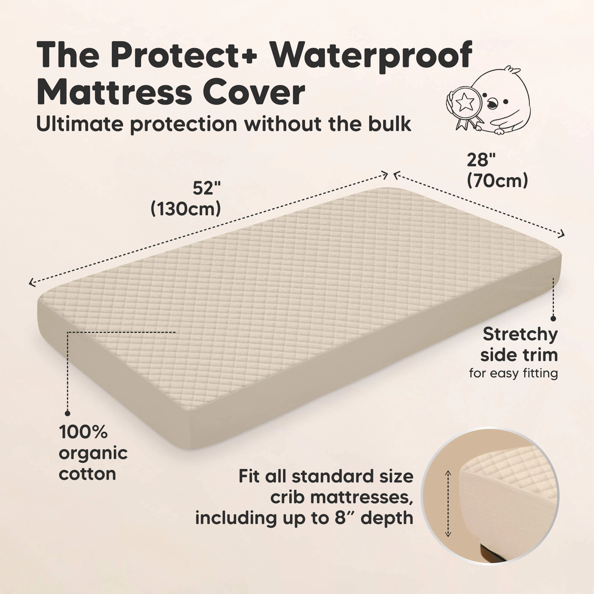 KeaBabies 2-Pack Quin Protect+ Waterproof Crib Mattress Protector