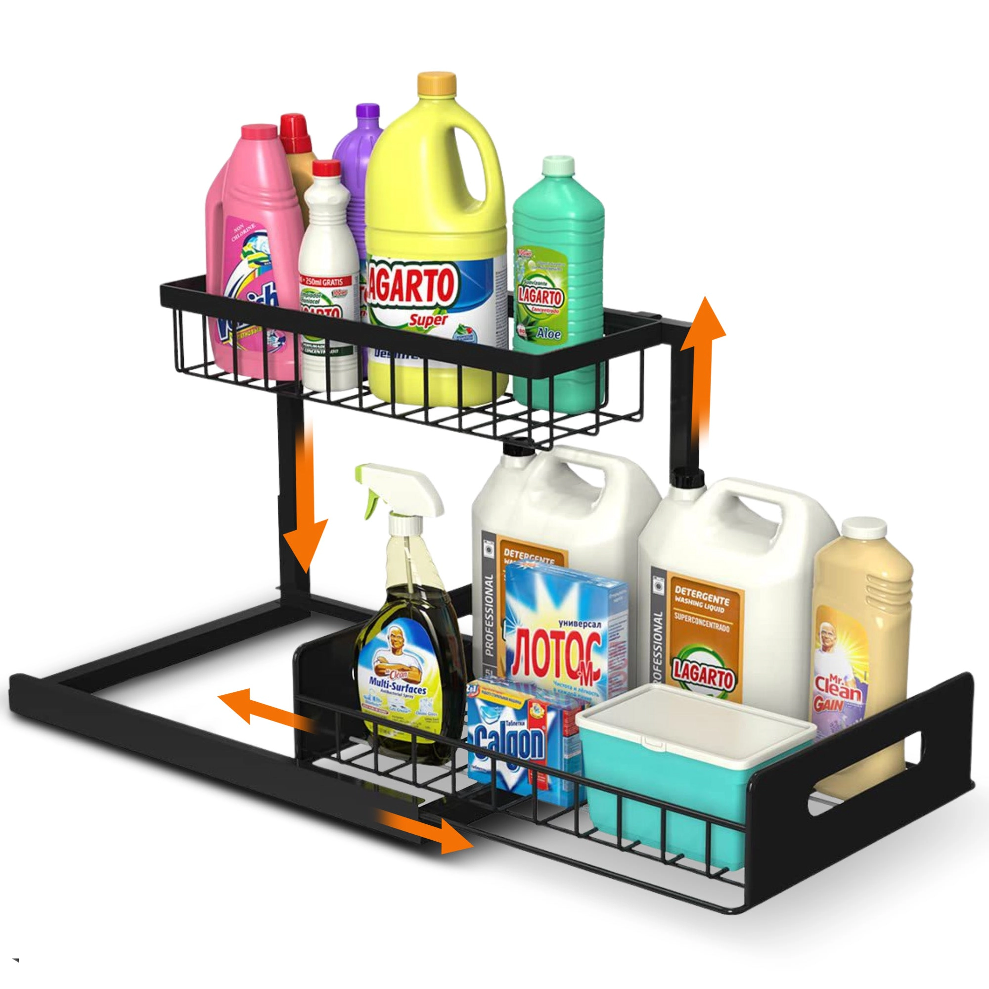 Cheer Collection 2-Tier Under Sink Organizer with Heavy-Duty Metal Frame