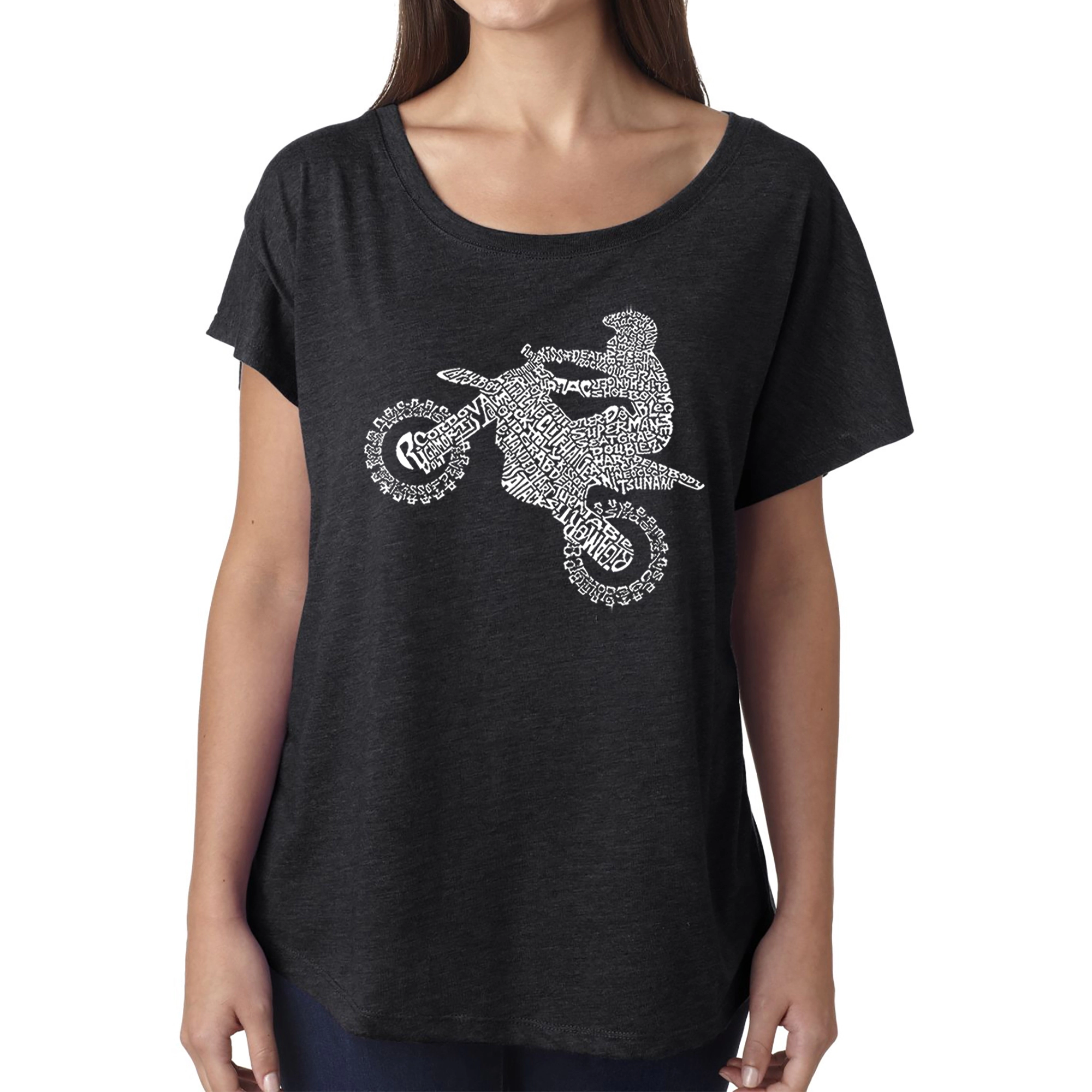 LA Pop Art Women's Dolman Word Shirt - Freestyle Motocross FMX