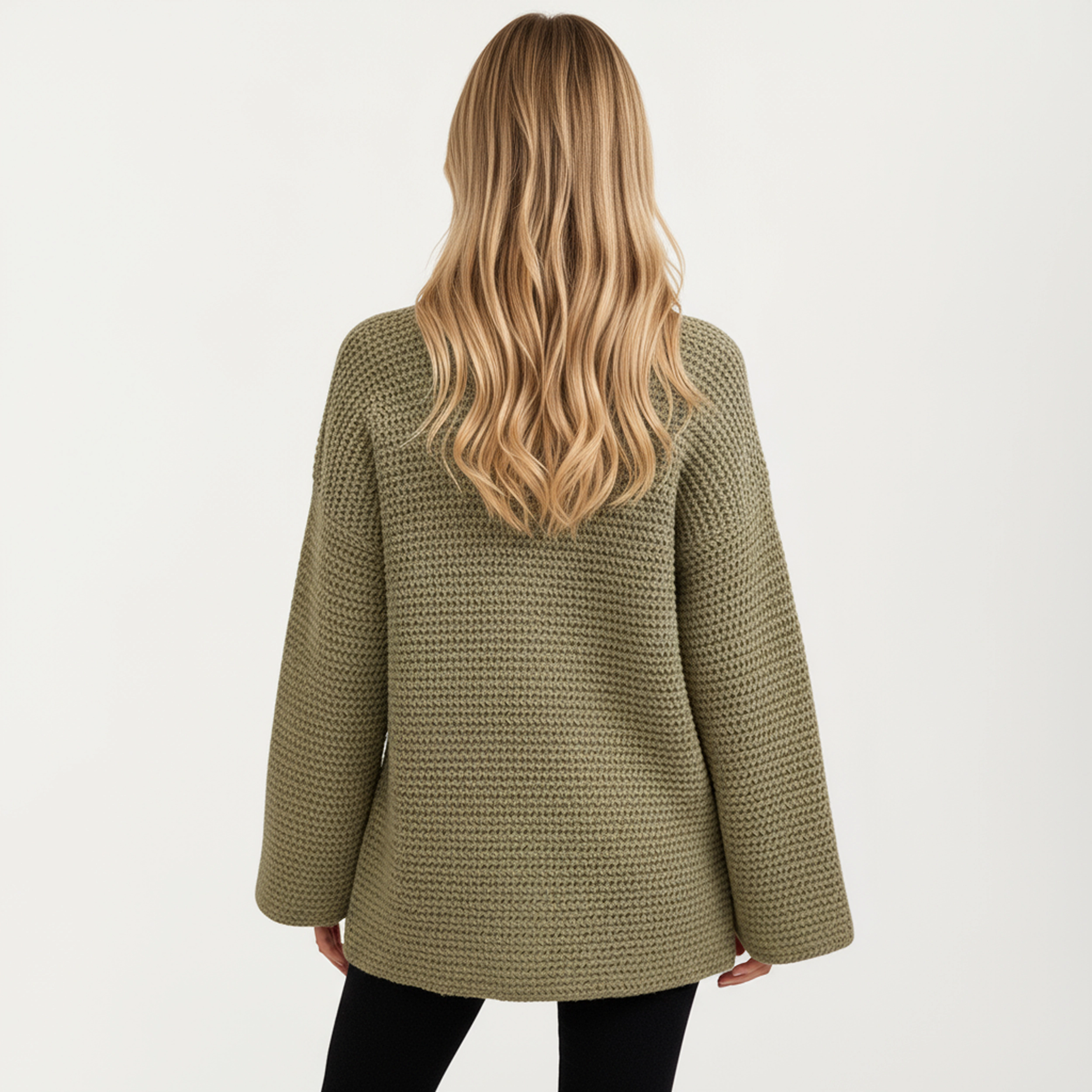 Anna-Kaci Women's Open Front Long Sleeve Textured Knit Design Cardigan with Relaxed Fit