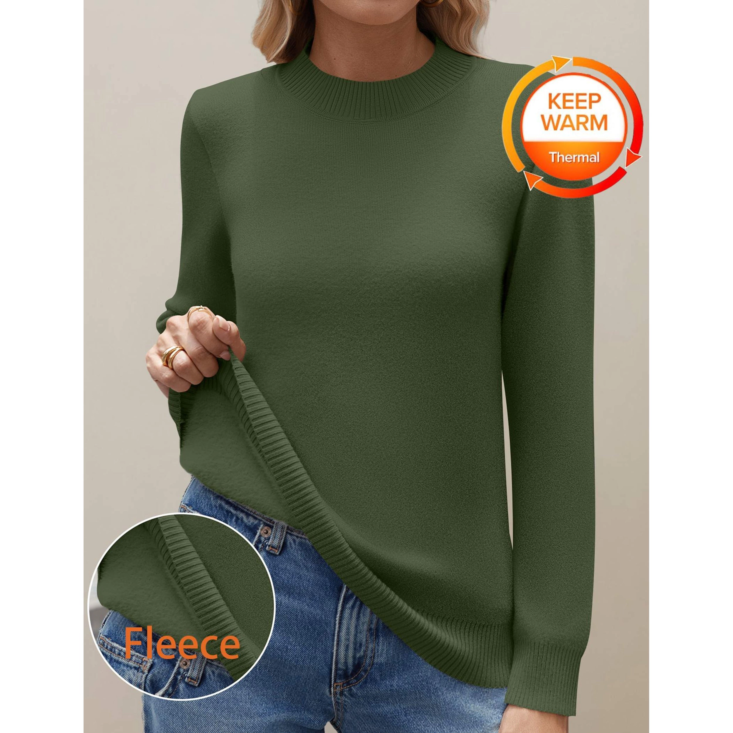 Zeagoo Women's Fleece Sherpa Lined Mock Neck Long Sleeve Knit Sweater