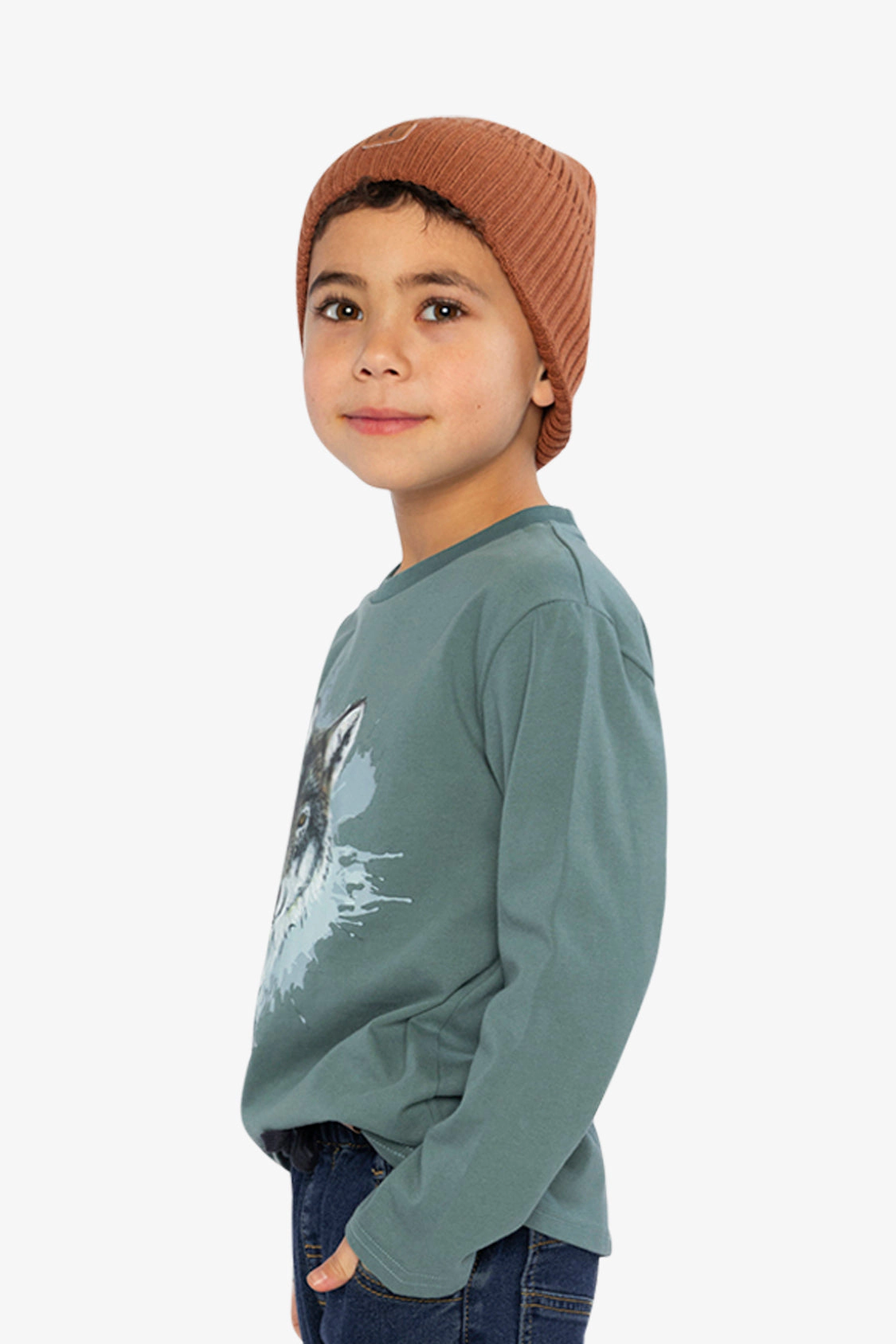Deux par Boys Long Sleeve T-Shirt with Wolf Graphic