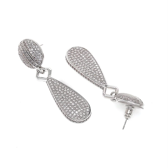 AGP PARIS Womens Elegant Tear Drop Earrings, Color: Silver