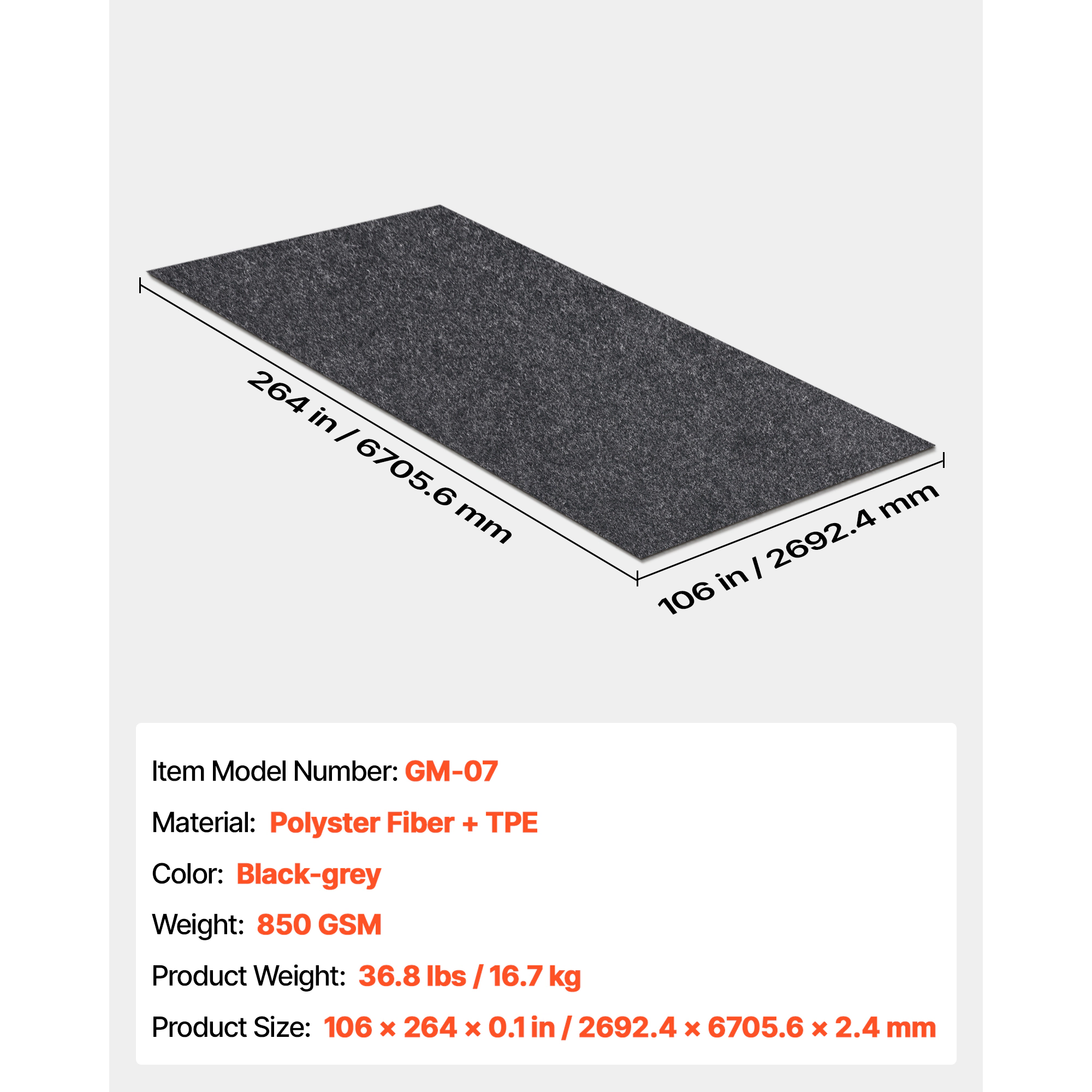 HONGGE Heavy Duty Garage Floor Mat Waterproof from Mud, Oil, and Water Containment