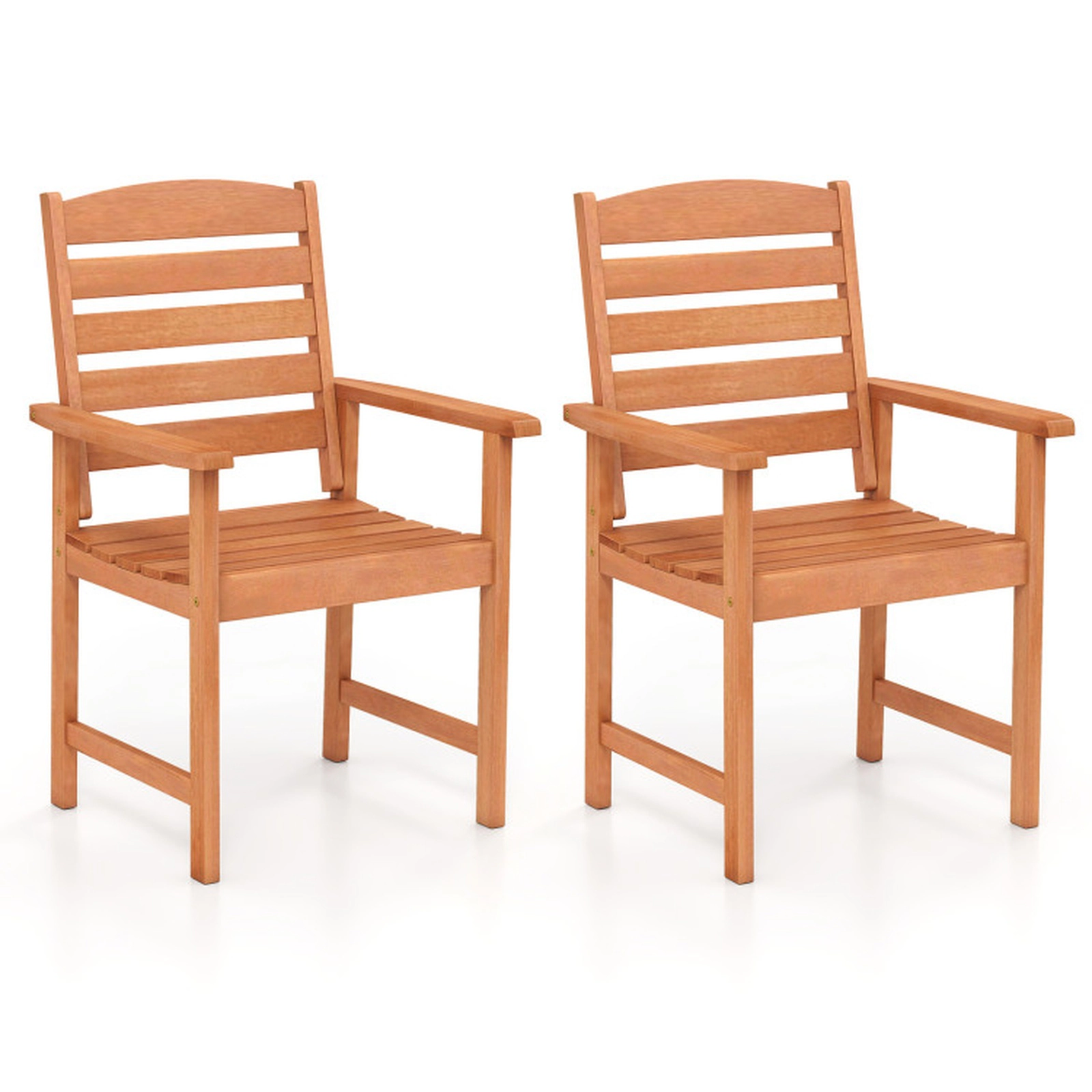 SUGIFT Set of 2 330-lb Capacity Natural Solid Wood Outdoor Dining Chairs with 105-Degree Inclined Backrest