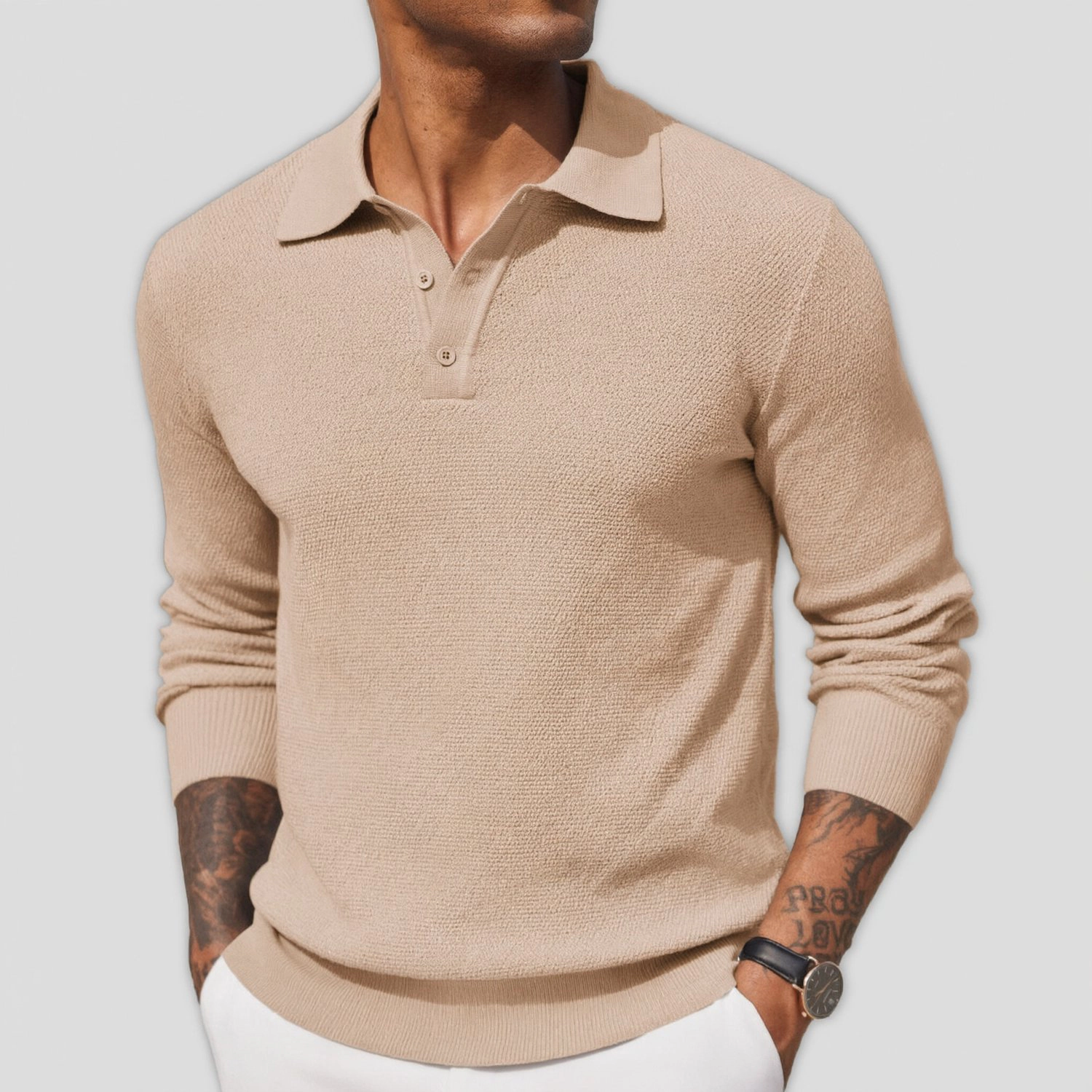 COOFANDY Casual Long Sleeve Polo Sweater Fall Henley Neck Button Pullover Tops