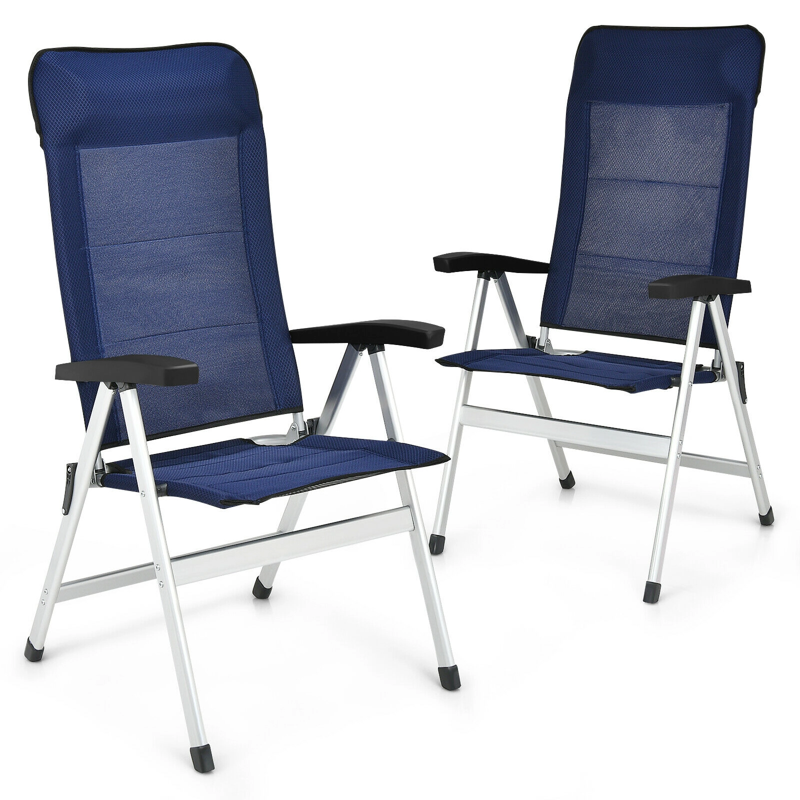 LJG 2Pcs Patio Dining Chair with Adjust Portable Headrest