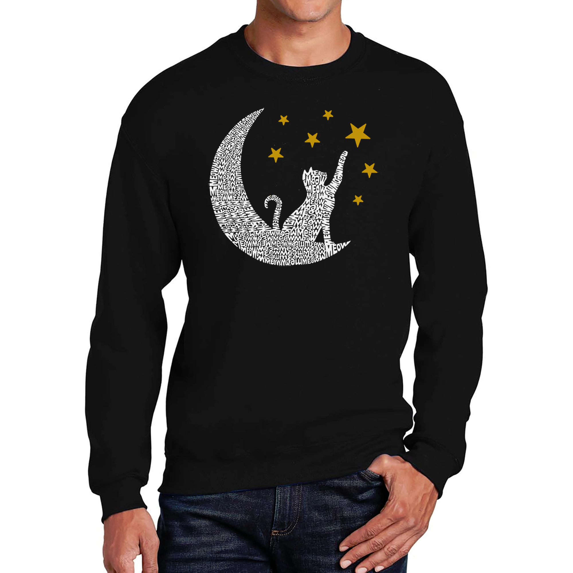 LA Pop Art Cat Moon - Men's Word Crew Sweatshirt