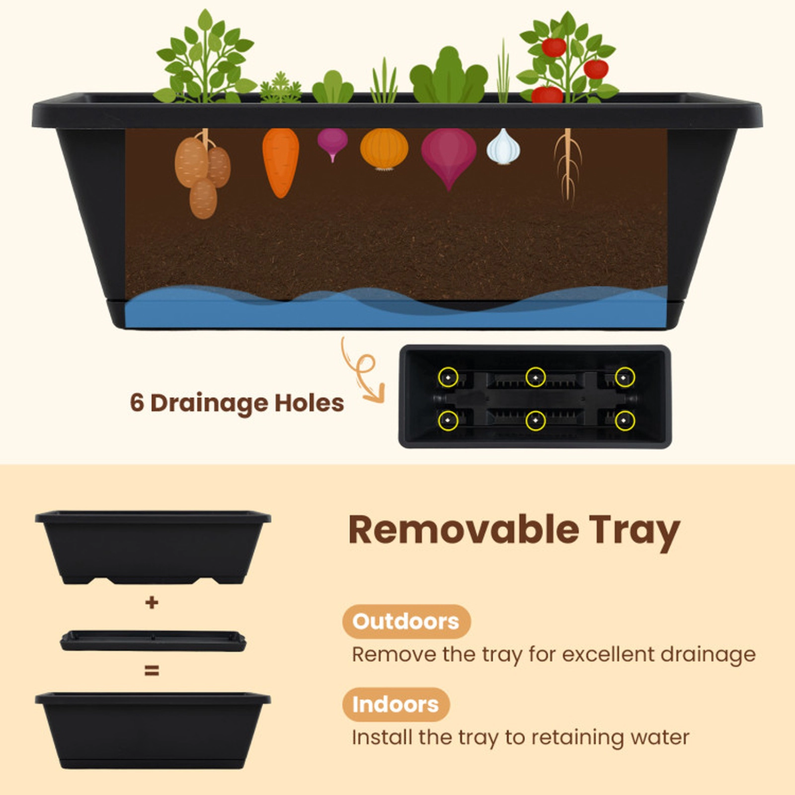 SUGIFT 5-Tier 22-lb Per-Tier Vertical Raised Garden Bed with 5 Hanging Planter Boxes and 4 Wheels