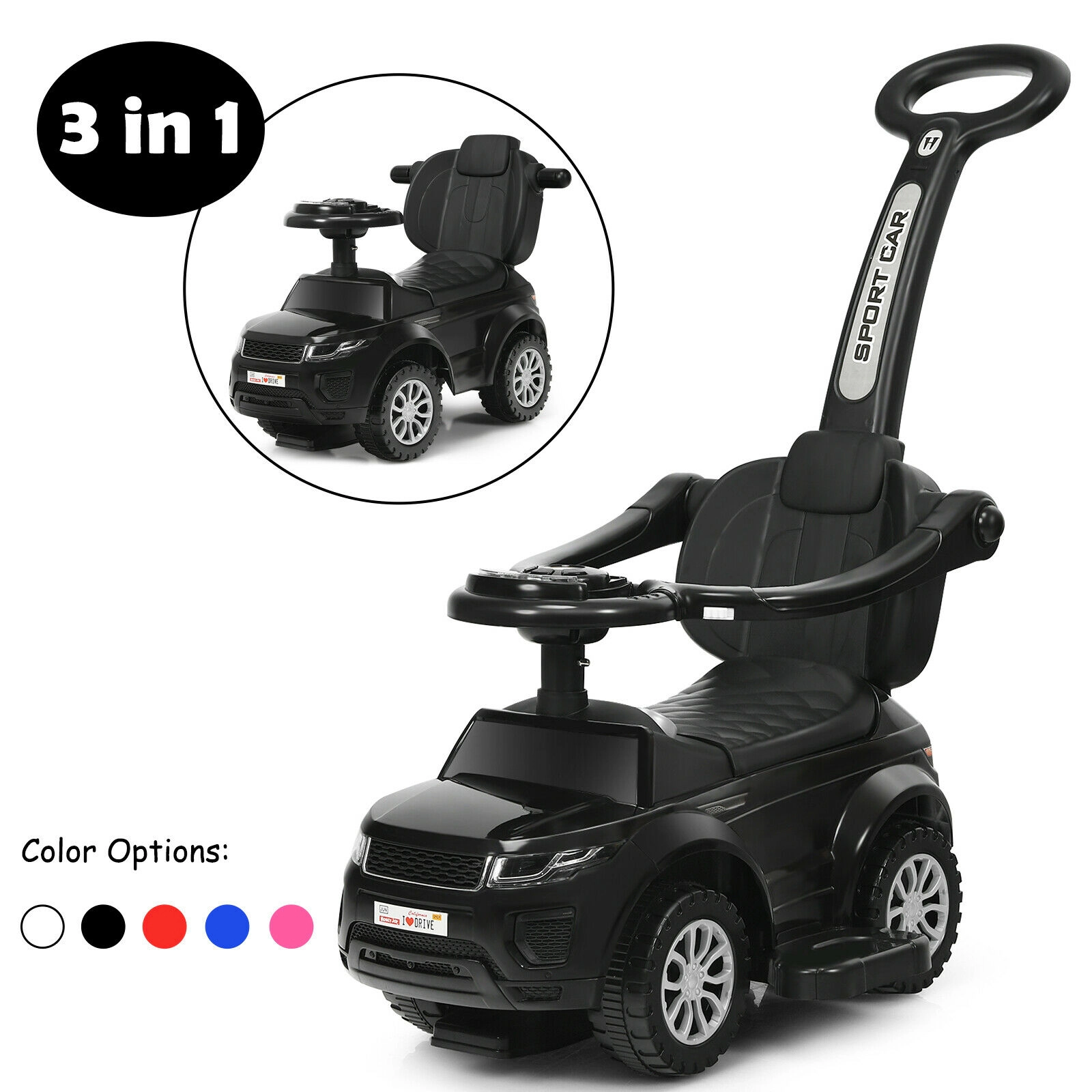 LJG 3 1 Ride on Push Car Toddler Stroller Sliding with Music