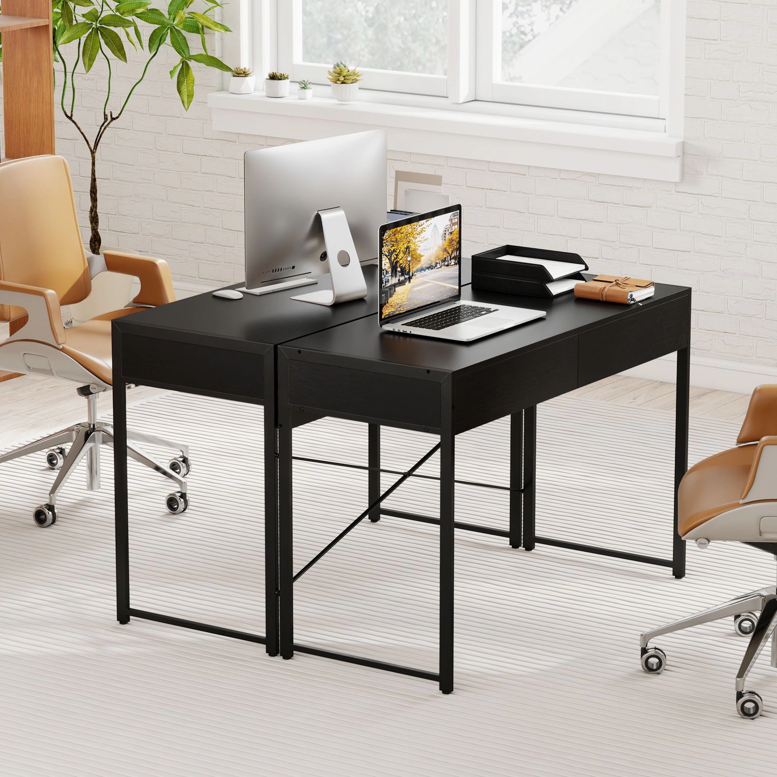 SlickBlue Computer Desk With 2 Drawers, Writing Study Table