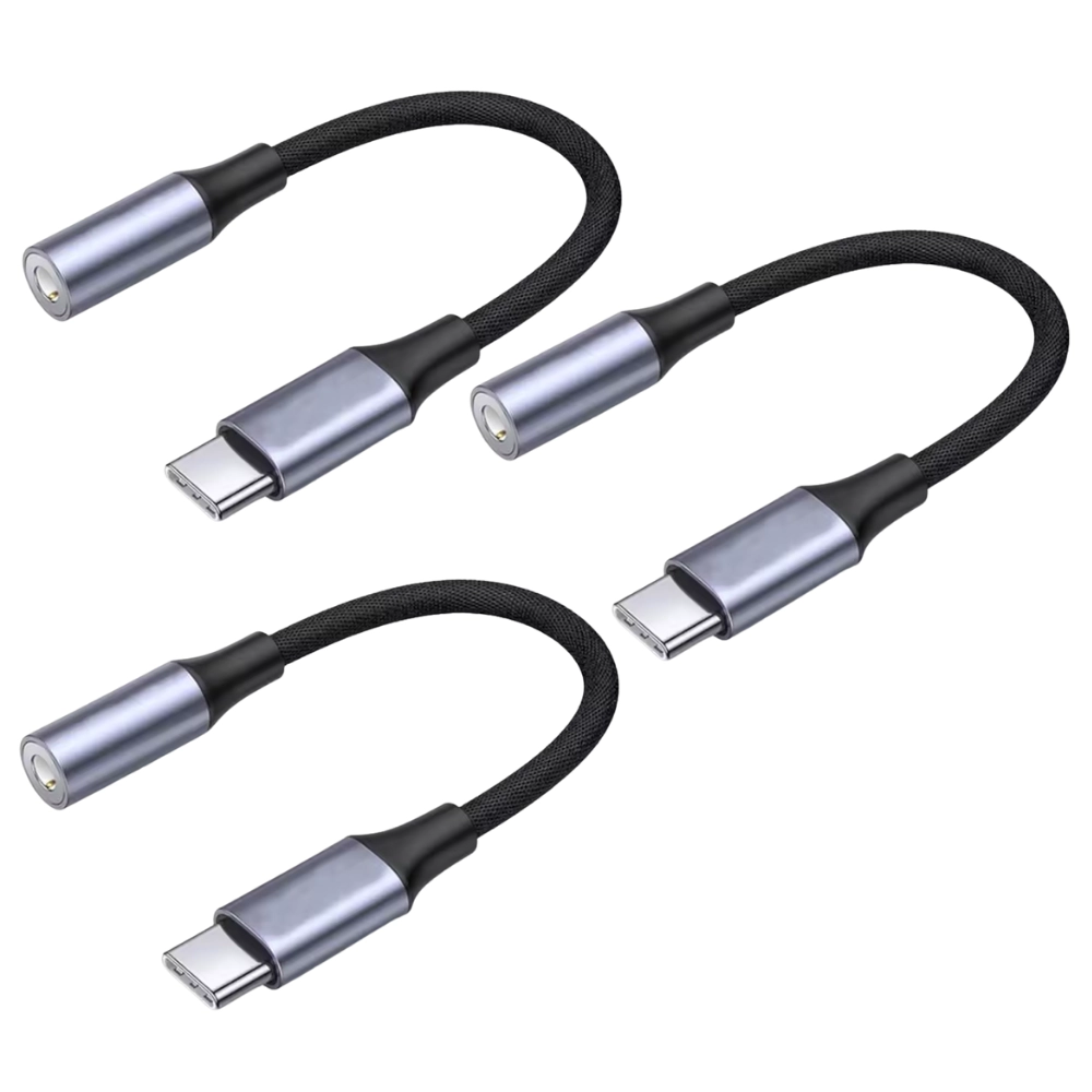 Qixxronics USB-C to 3.5mm AUX Adapter (3 Pack), Type-C Jack Adapter