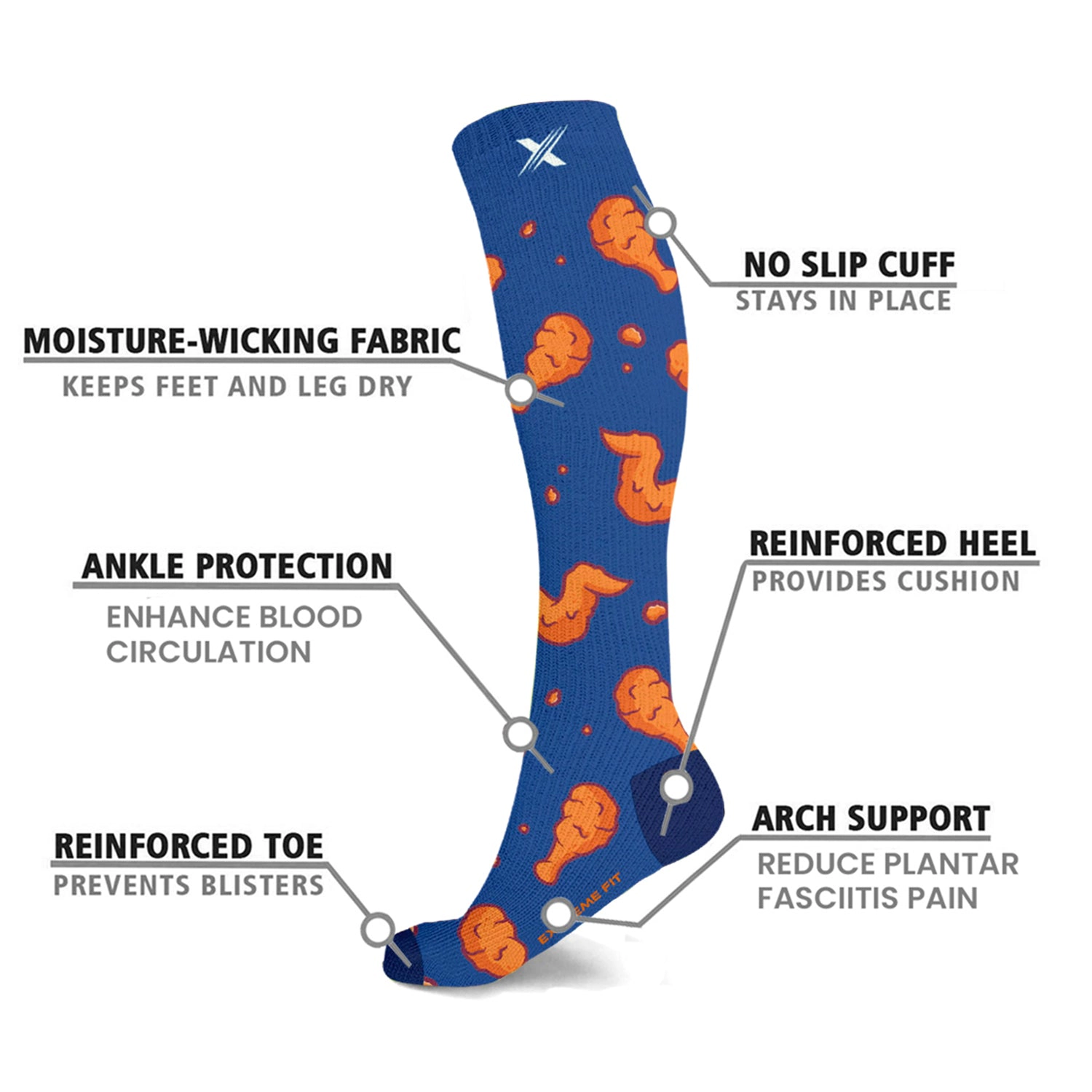 Extreme Fit Food Lovers Expressive Knee-high Compression Socks - 6 Pair