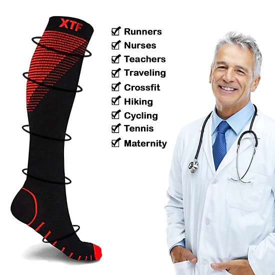 Extreme Fit Athletic Compression Socks For Men & Women Knee High - For Athletics, Pregnancy And Travel - 6 Pair