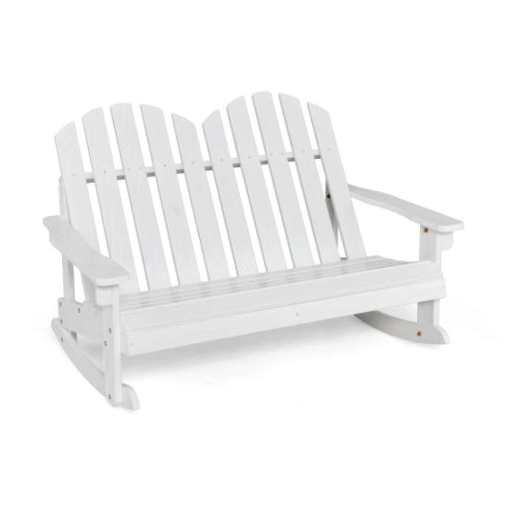 Hivvago 2 Person Adirondack Rocking Chair With Slatted Seat