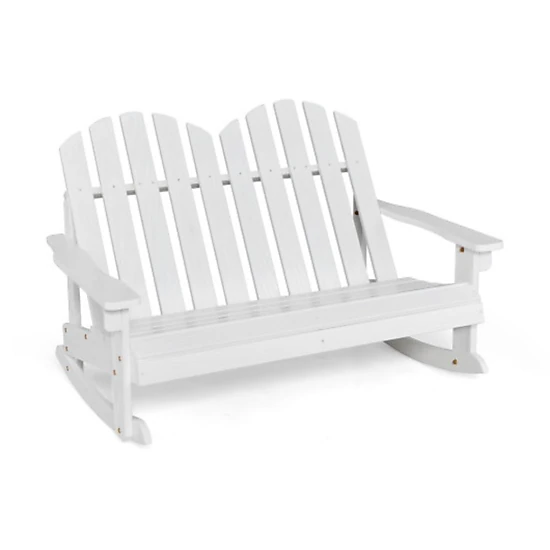 Hivvago 2 Person Adirondack Rocking Chair With Slatted Seat