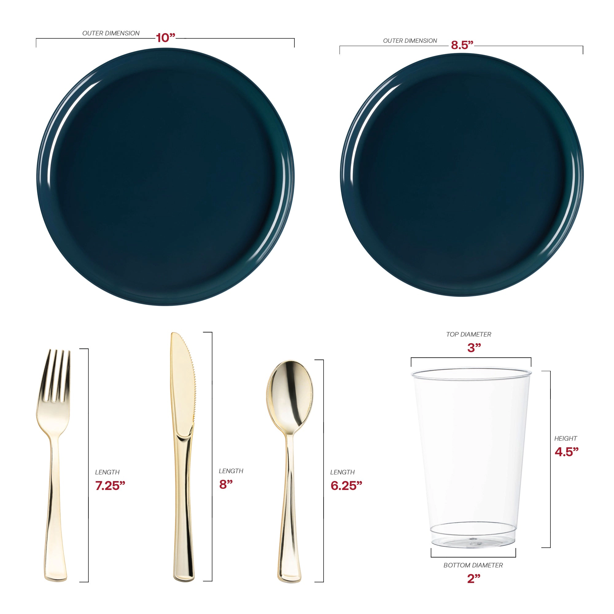 Smarty Had A Party Navy Flat Round Disposable Plastic Wedding Value Set