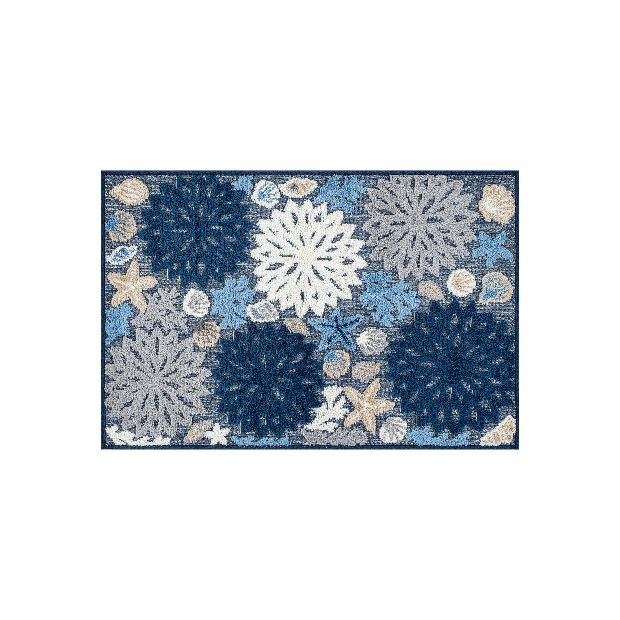 World Rug Gallery Indoor/Outdoor High-Low Textured Area Rug, Coastal Floral, Easy-Clean