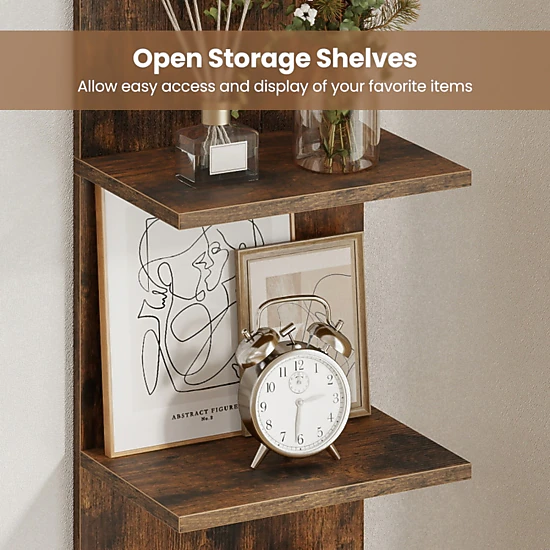 SUGIFT 5-Tier Rustic Brown Wall Mounted Bookshelf with Wood Grain Finish 12-in W 8.5-in D 51-in H 11-lb Per Shelf