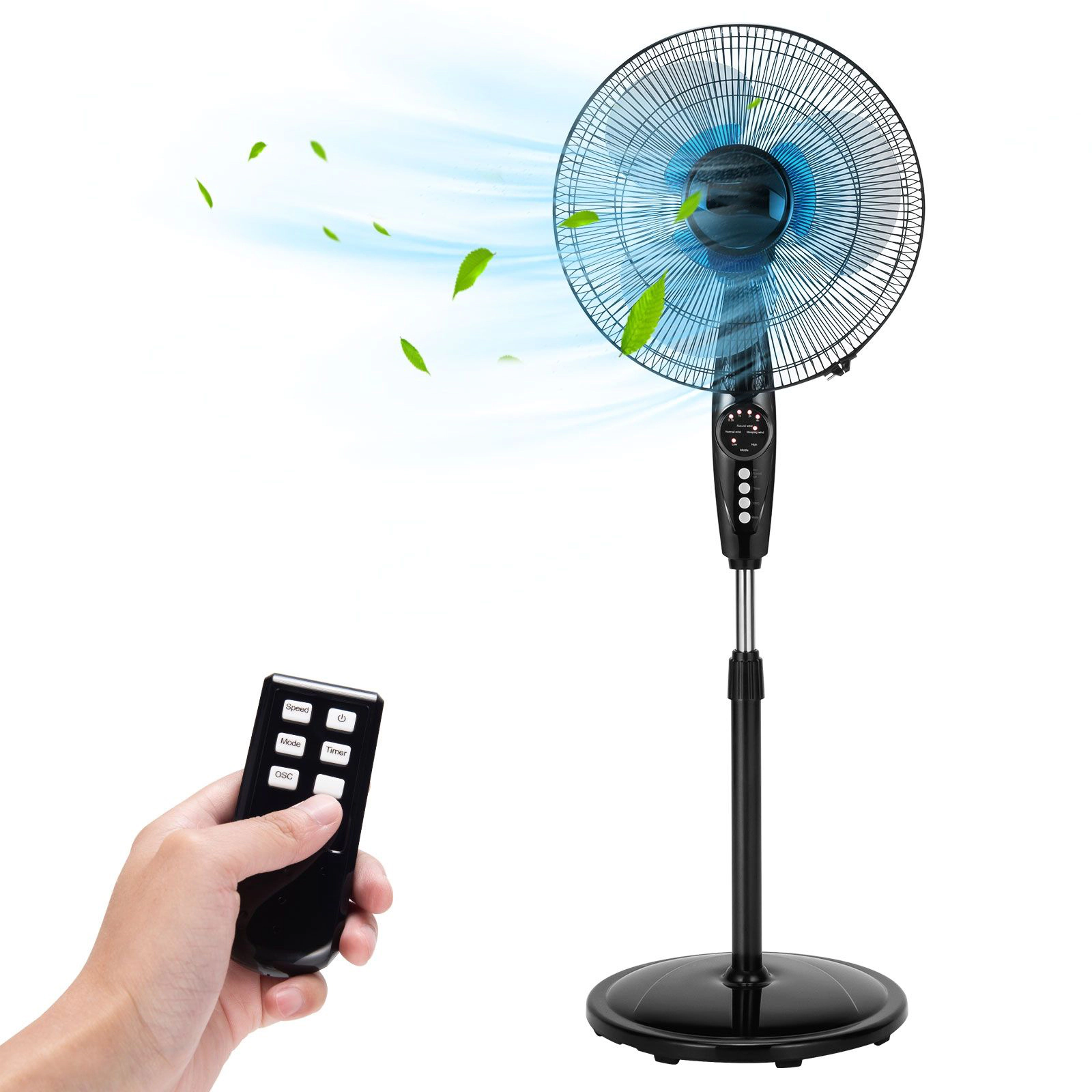 SlickBlue Adjustable Dual-Blade Floor Fan with 3 Wind Modes and Timer