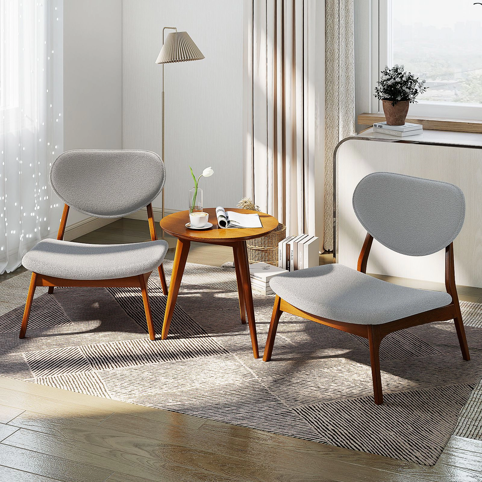SlickBlue Unisex Set of 2 Velvet Accent Chairs with Side Table