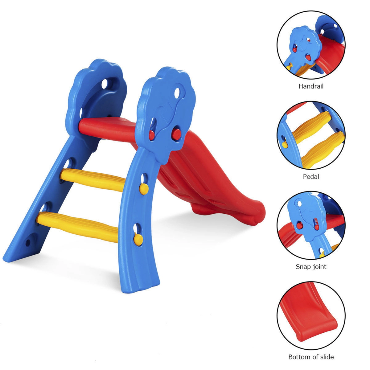 SUGIFT Kids Blue Folding Indoor Outdoor Slide with Easy-Climb Steps 52.5-in W 28-in H 110-lb Child Capacity