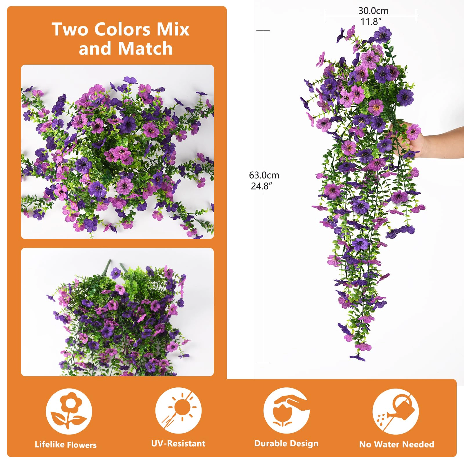PUPWE Artificial Fall Flowers Plants For Outdoors Mums Home Decor