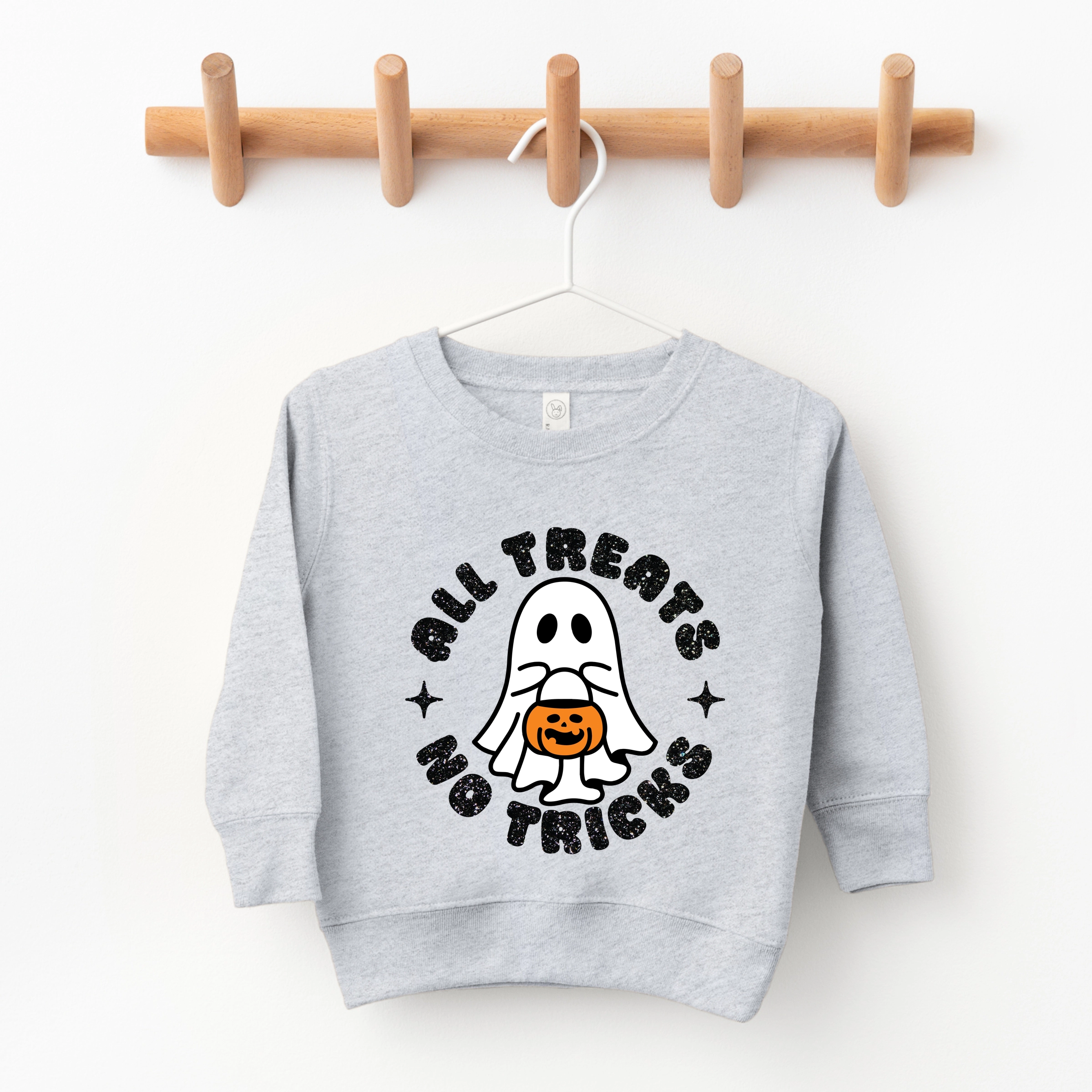 The Juniper Shop - Toddler Graphic Sweatshirt All Treats No Tricks Ghost Glitter