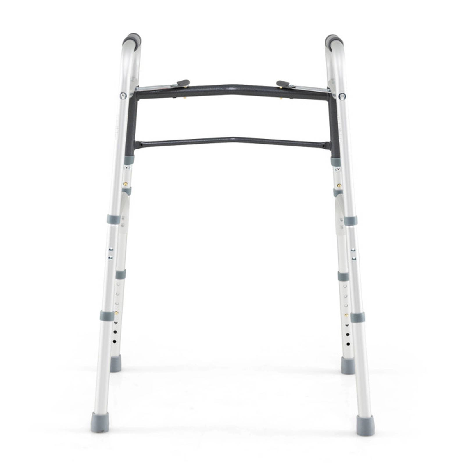 SUGIFT Lightweight 2-Button Folding Walker with 7-Level Adjustable Height 350-Lb Capacity 5.5-Lb Frame Silver