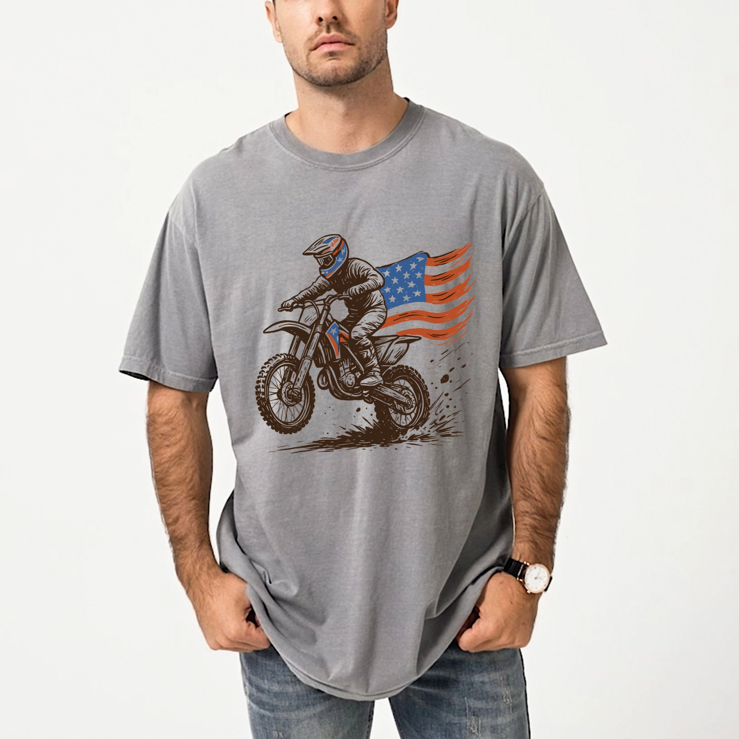 Simply Sage Market - Dirtbike America Men's Garment Dyed Graphic T-Shirt